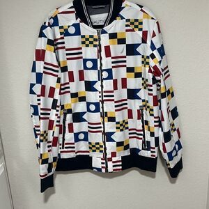 NWOT Nautica Mens Multicolor Water Wind Resistant Stretch Bomber Jacket Large‎